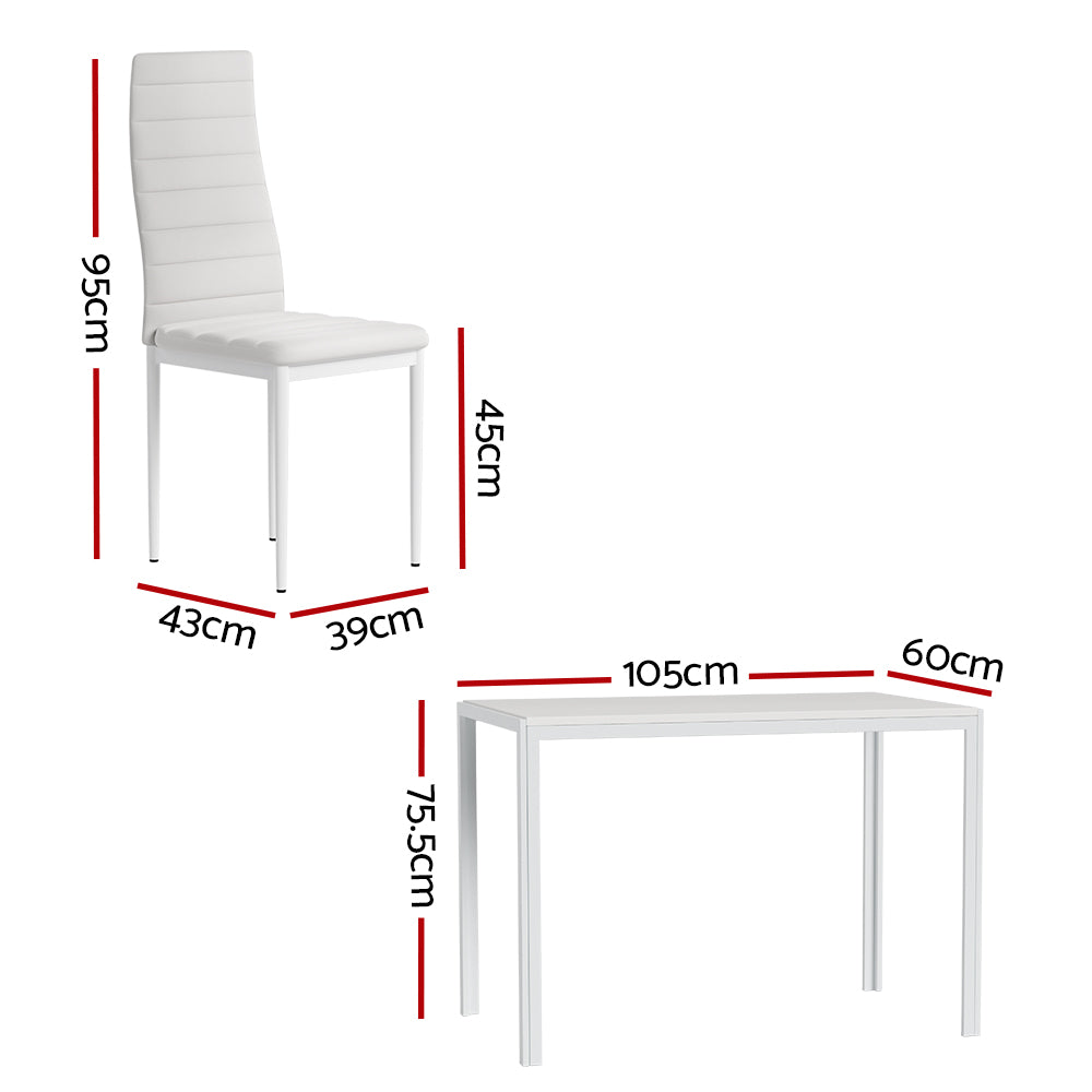 5-Piece Dante White Dining Table & Chair Set