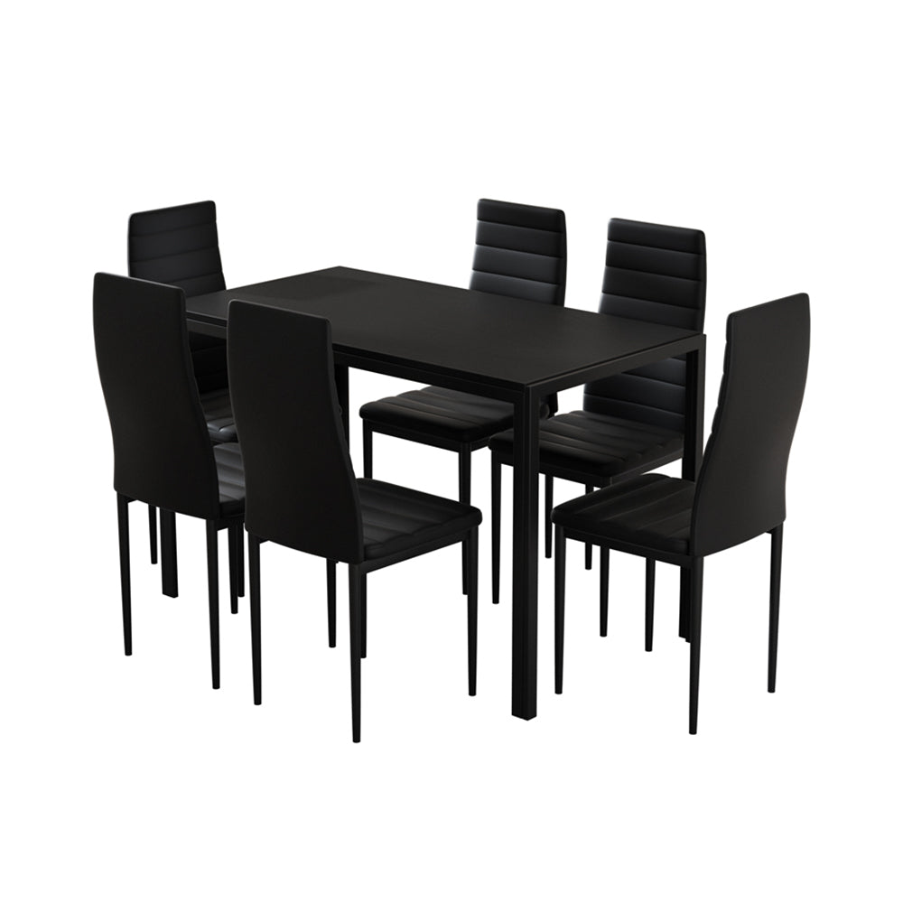 7-Piece Dante Black Dining Table & Chair Set