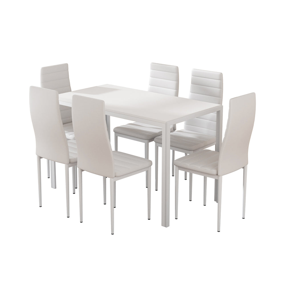 7-Piece Dante White Dining Table & Chair Set