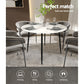 Dining Table Round Wooden Table With Marble Effect Metal Legs 110CM White