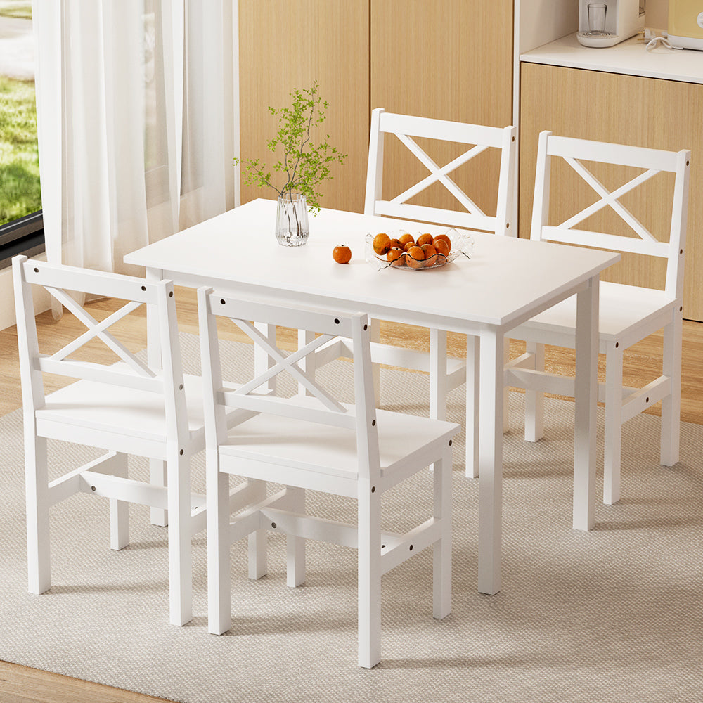 5-Piece Clara White Dining Table & Chair Set