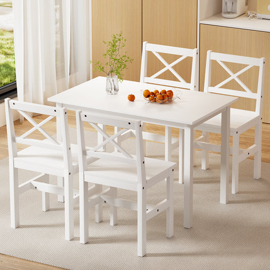 5-Piece Clara White Dining Table & Chair Set
