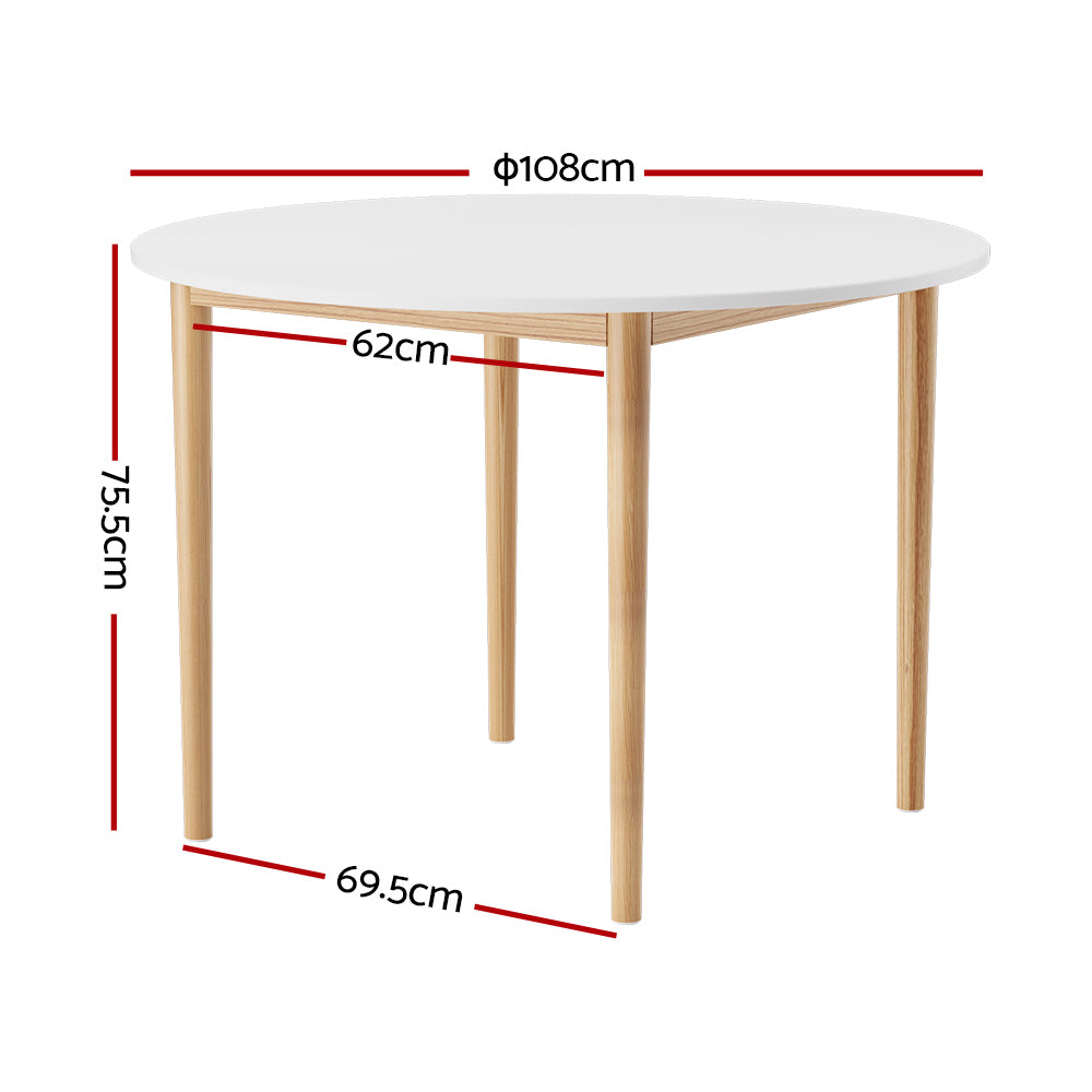108cm Dining Table Round Diameter Demi - White