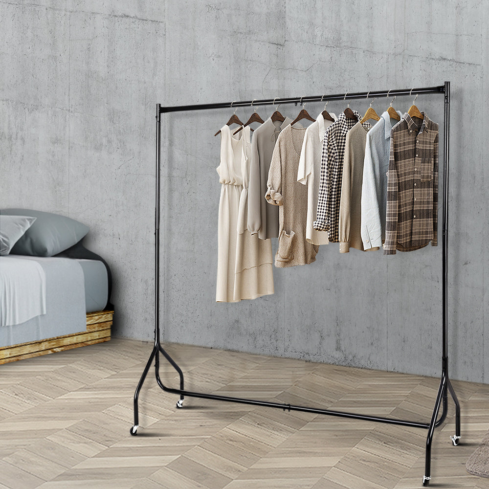 Clothes Rack Airer Coat Stand 6FT Rail with Wheels