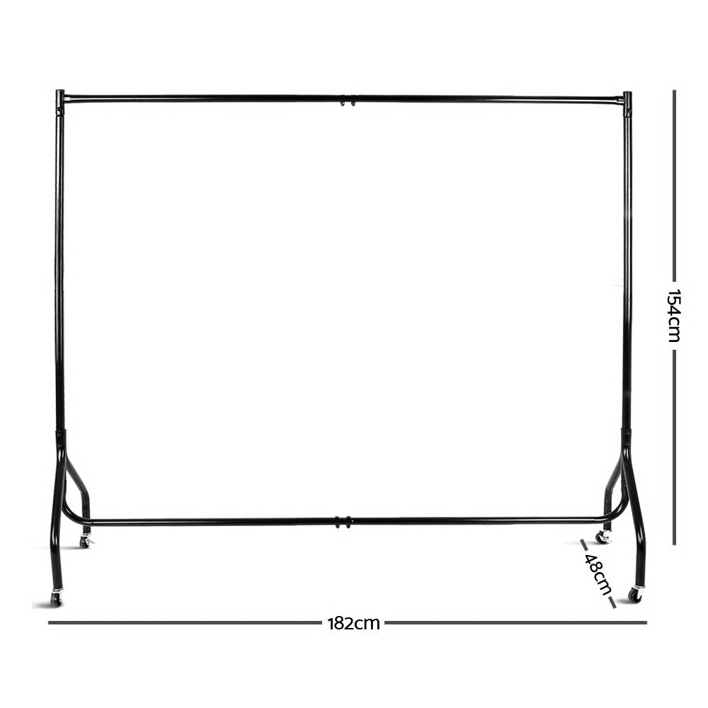 Set of 2 Clothes Rack Airer Coat Stand 6FT Rail with Wheels