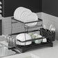 Dish Rack Expandable Drying Drainer Cutlery Holder Tray Kitchen 2 Tiers
