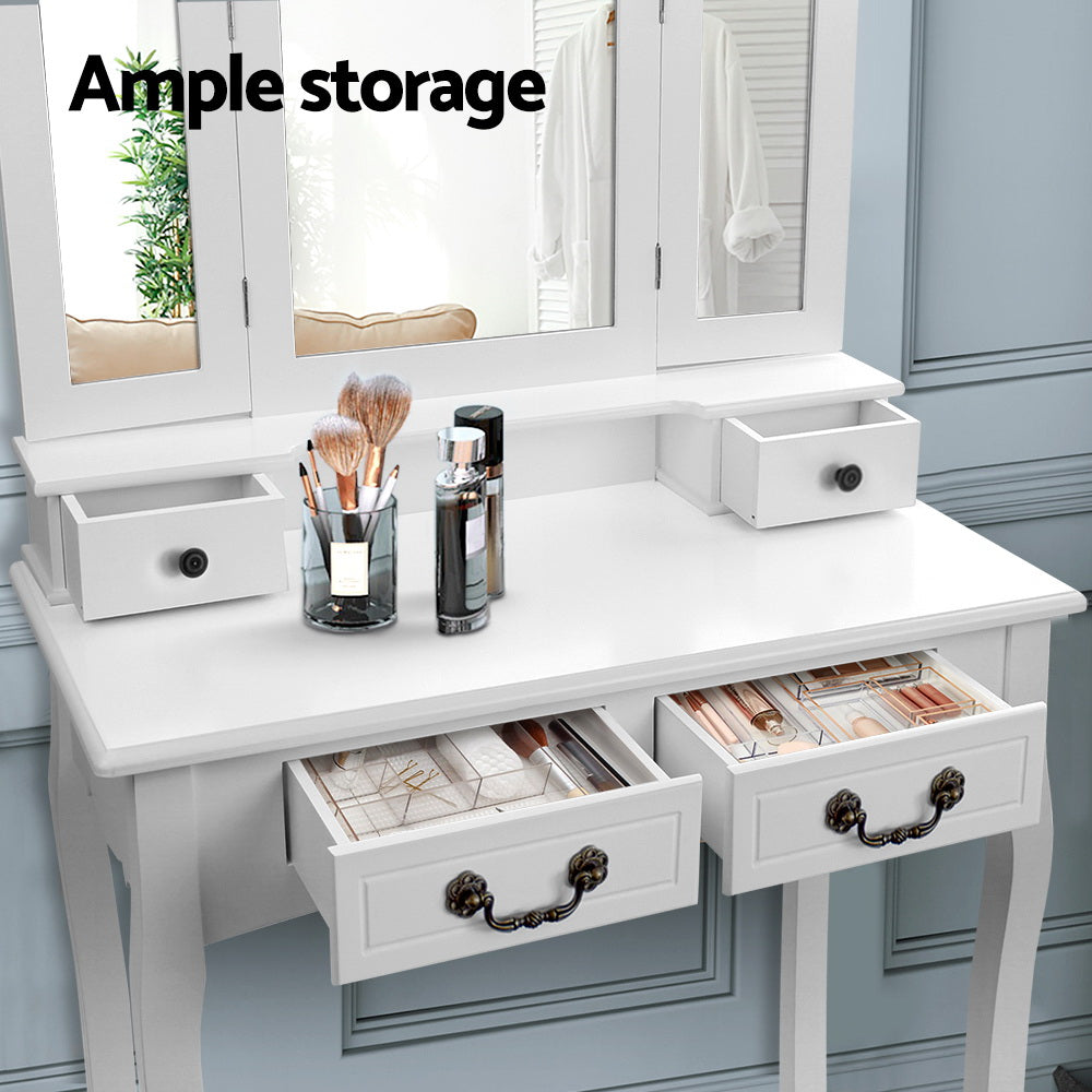 Dressing Table with Mirror - White