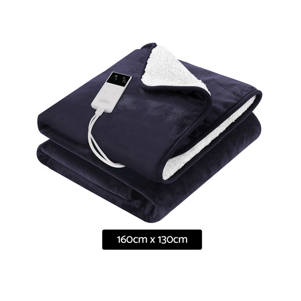 Wendy Throw Soft Blanket Electric Throw Rug Heated Blanket Fleece - Navy Blue