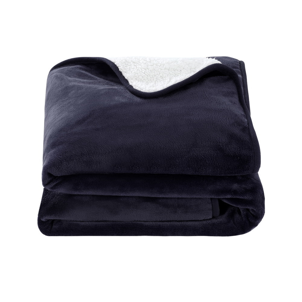 Wendy Throw Soft Blanket Electric Throw Rug Heated Blanket Fleece - Navy Blue