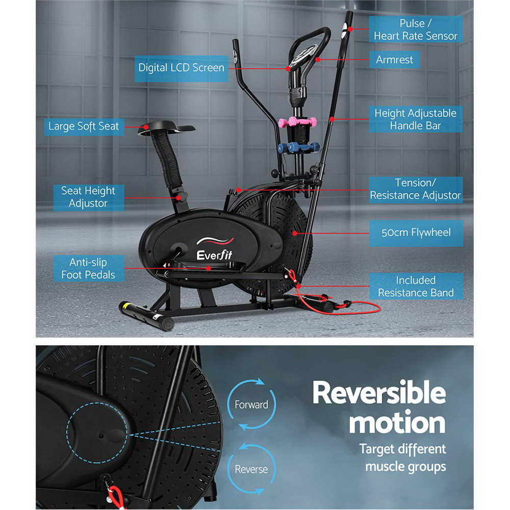 Exercise Bike 6 in 1 Elliptical Cross Trainer Home Gym Indoor Cardio