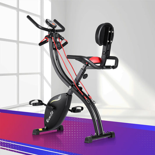 Folding Exercise Bike Magnetic X-Bike Indoor Cycling Resistance Rope