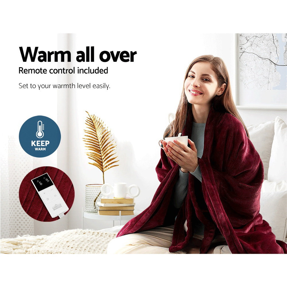 Watson Electric Throw Soft Blanket - Burgundy