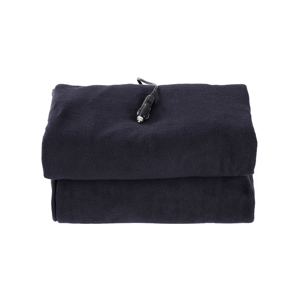 Watson Electric Throw Soft Blanket Heated Car Truck Rug Travel Camping 12V DC Auto - Navy Blue