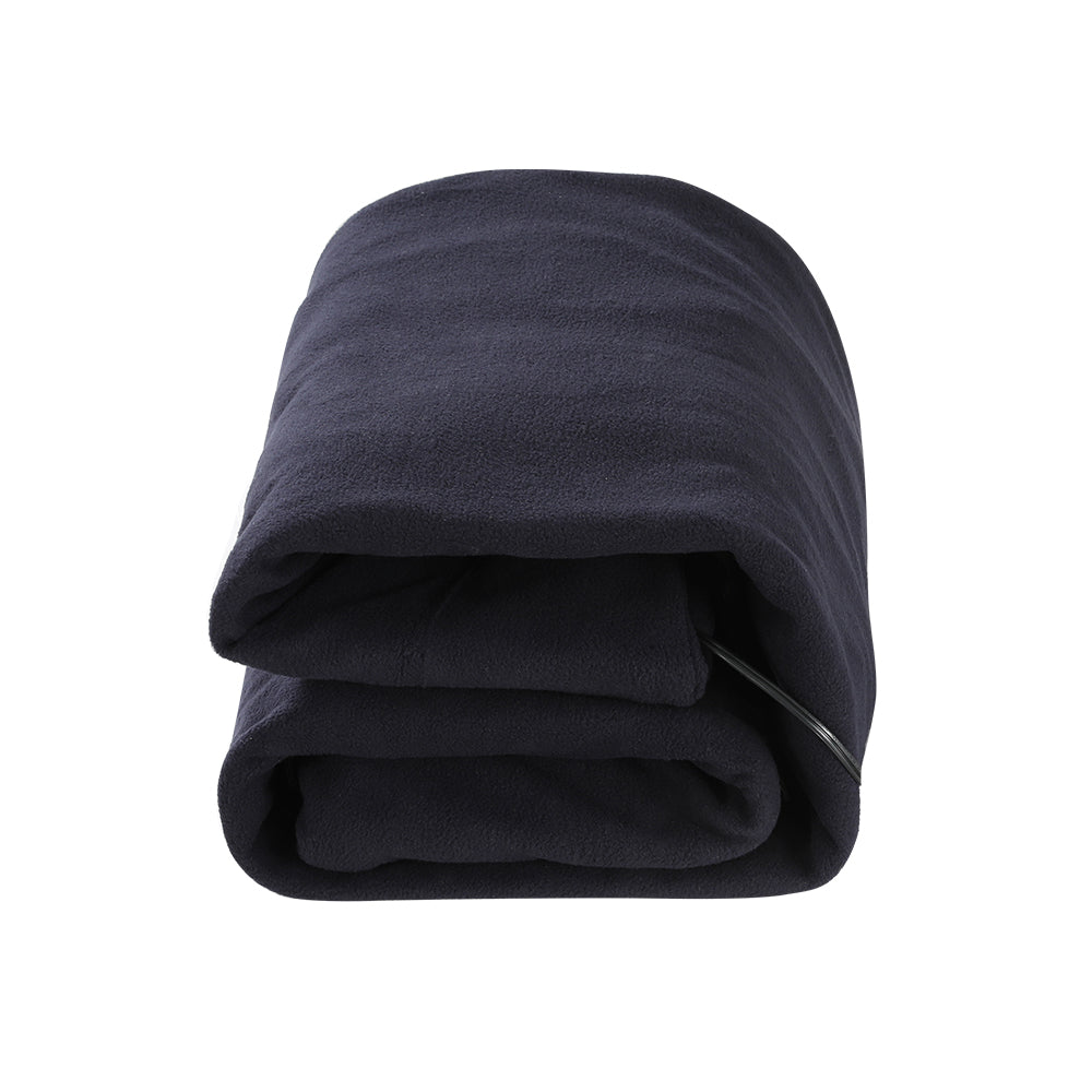 Watson Electric Throw Soft Blanket Heated Car Truck Rug Travel Camping 12V DC Auto - Navy Blue