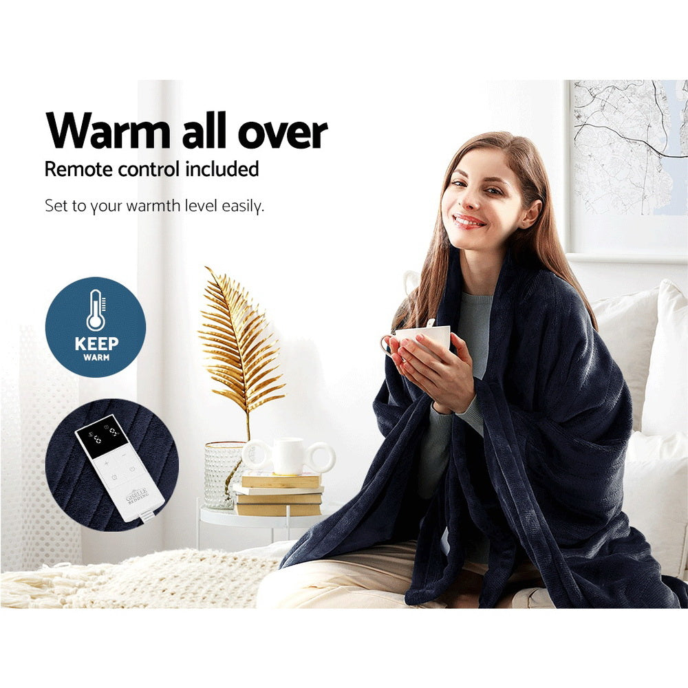 Watson Electric Throw Soft Blanket Heated Rug Fleece Snuggle Washable - Charcoal