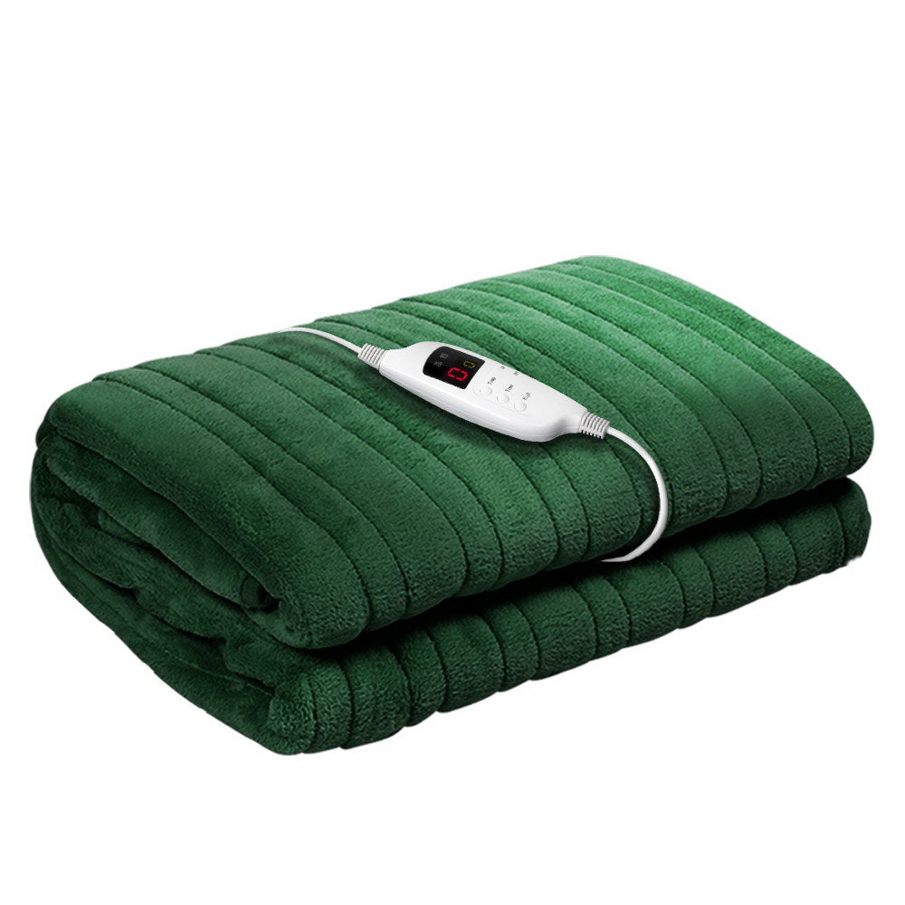 Watson Electric Throw Soft Blanket Rug Heated Washable Snuggle Flannel Winter - Green