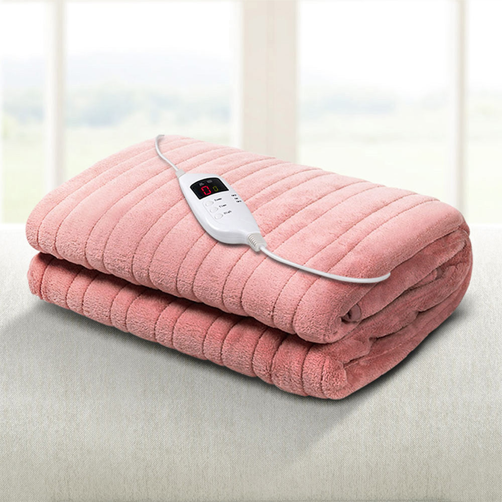 Watson Electric Throw Soft Blanket Heated Rug Fleece Snuggle Washable - Pink