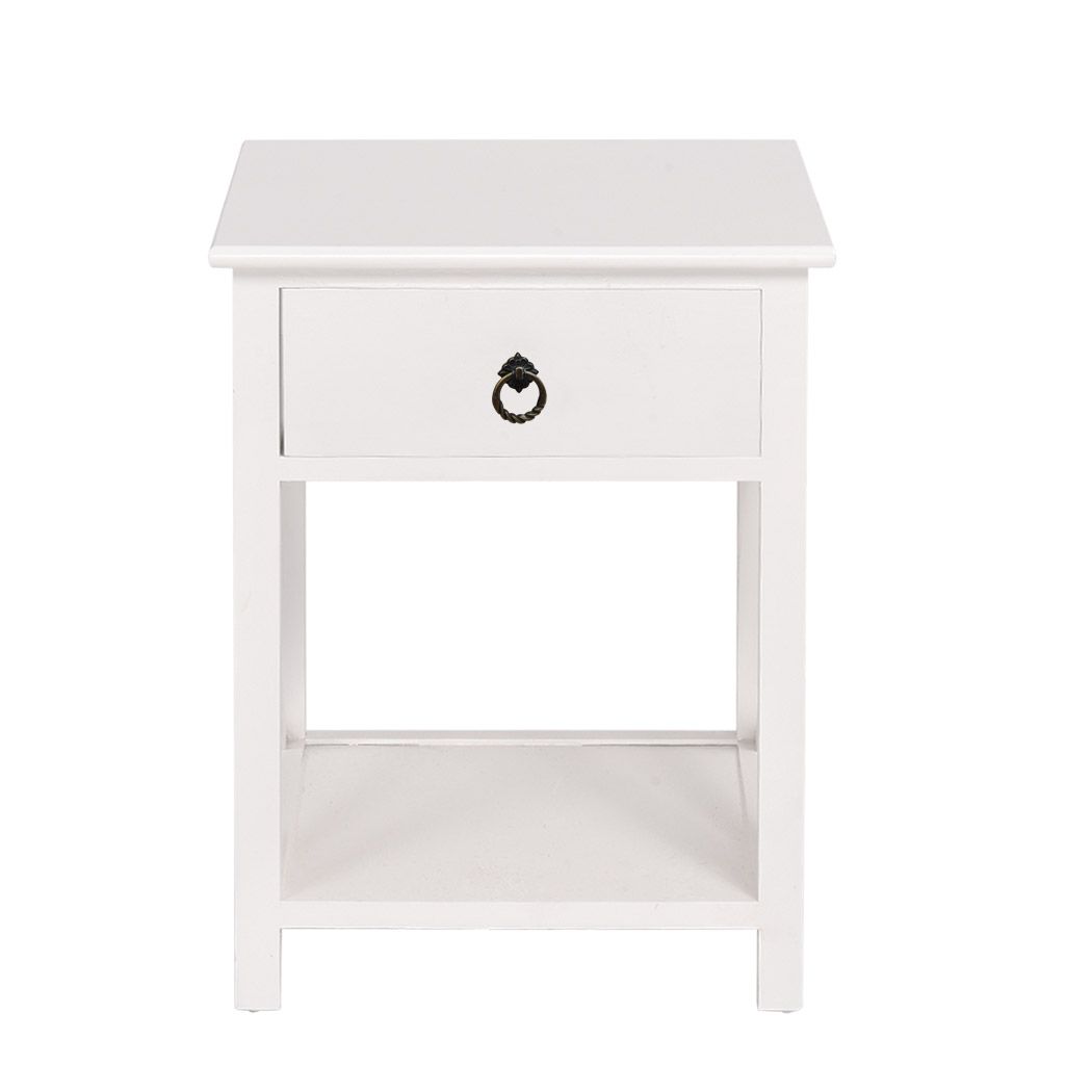 Set of 2 Caraquet Wooden Bedside Tables Side Table Storage Cabinet Nightstand Bedroom - White