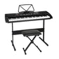 61 Keys Electronic Piano Keyboard Digital Electric with Stand Stool Black