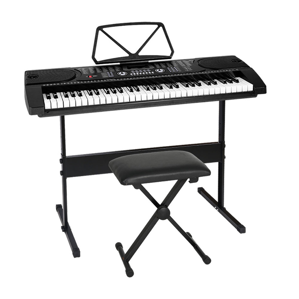 61 Keys Electronic Piano Keyboard Digital Electric with Stand Stool Black