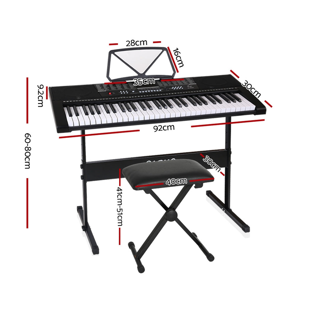 61 Keys Electronic Piano Keyboard Digital Electric with Stand Stool Speaker