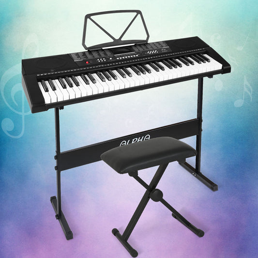 61 Keys Electronic Piano Keyboard Digital Electric with Stand Stool Speaker