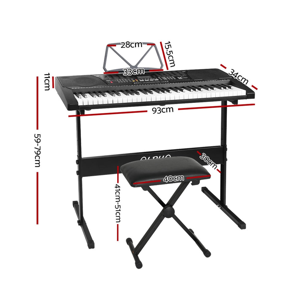 61 Keys Electronic Piano Keyboard Digital Electric with Stand Stool Lighted