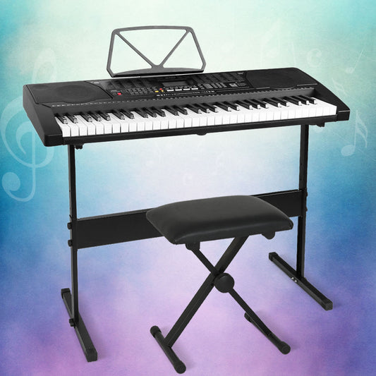 61 Keys Electronic Piano Keyboard Digital Electric with Stand Stool Lighted