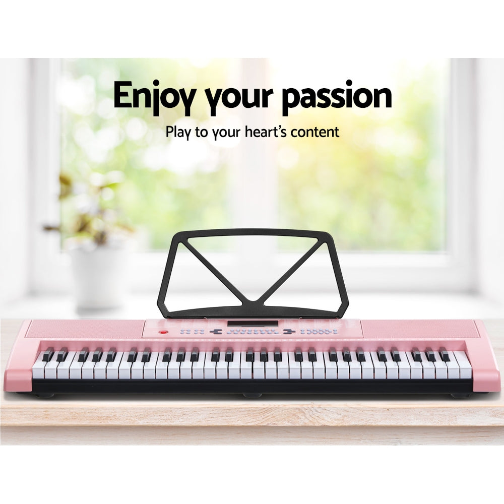 61 Keys Electronic Piano Keyboard Digital Electric with Stand Stool Pink