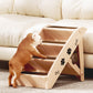 Dog Ramp Steps For Bed Sofa Car Pet Stairs Ladder Portable Foldable Beige