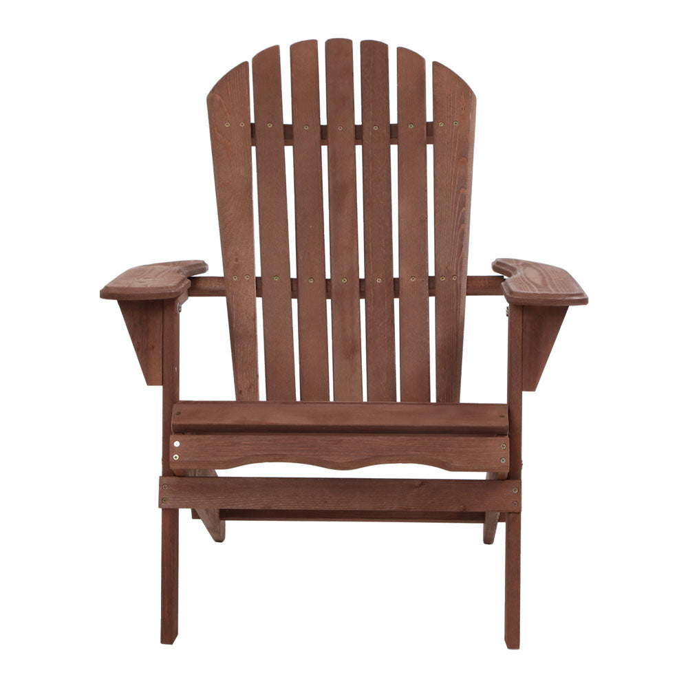 Adirondack Gardeon Outdoor Chairs Wooden Foldable Beach Chair Patio Furniture Brown