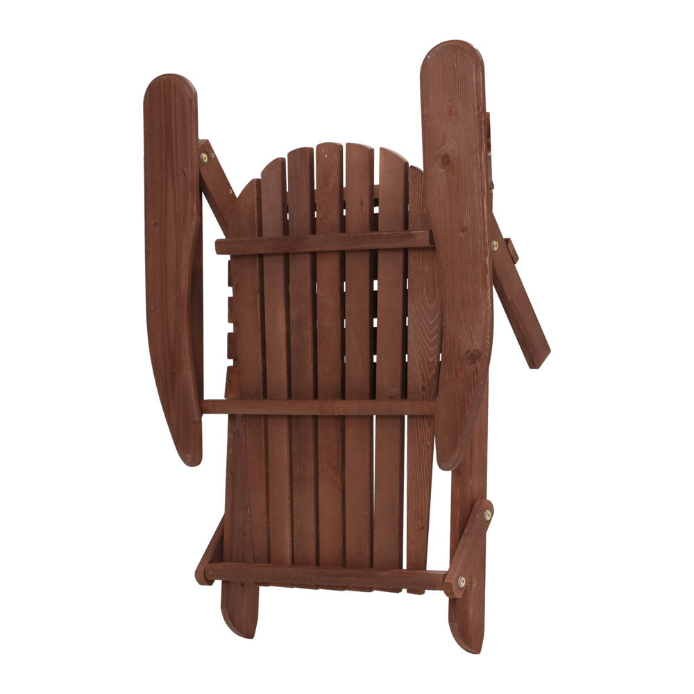 Adirondack Gardeon Outdoor Chairs Wooden Foldable Beach Chair Patio Furniture Brown