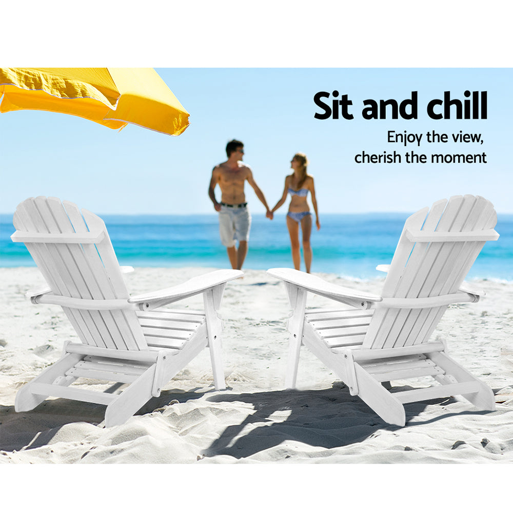 Adirondack Gardeon 2PC Outdoor Chairs Wood Foldable Sun Lounge Patio Furniture