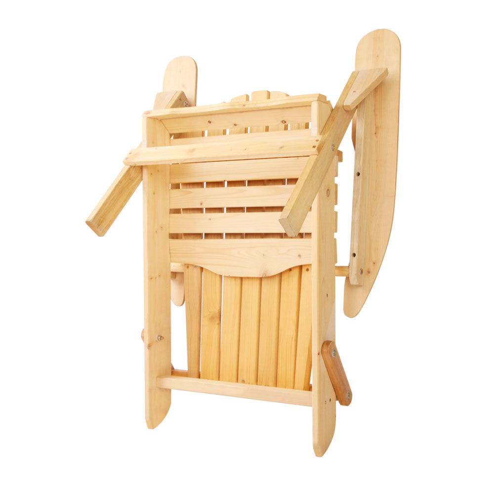 Adirondack Gardeon 3PC Outdoor Table and Chairs Wooden Foldable Beach Chair Natural