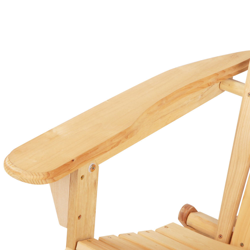 Adirondack Gardeon 3PC Outdoor Table and Chairs Wooden Foldable Beach Chair Natural