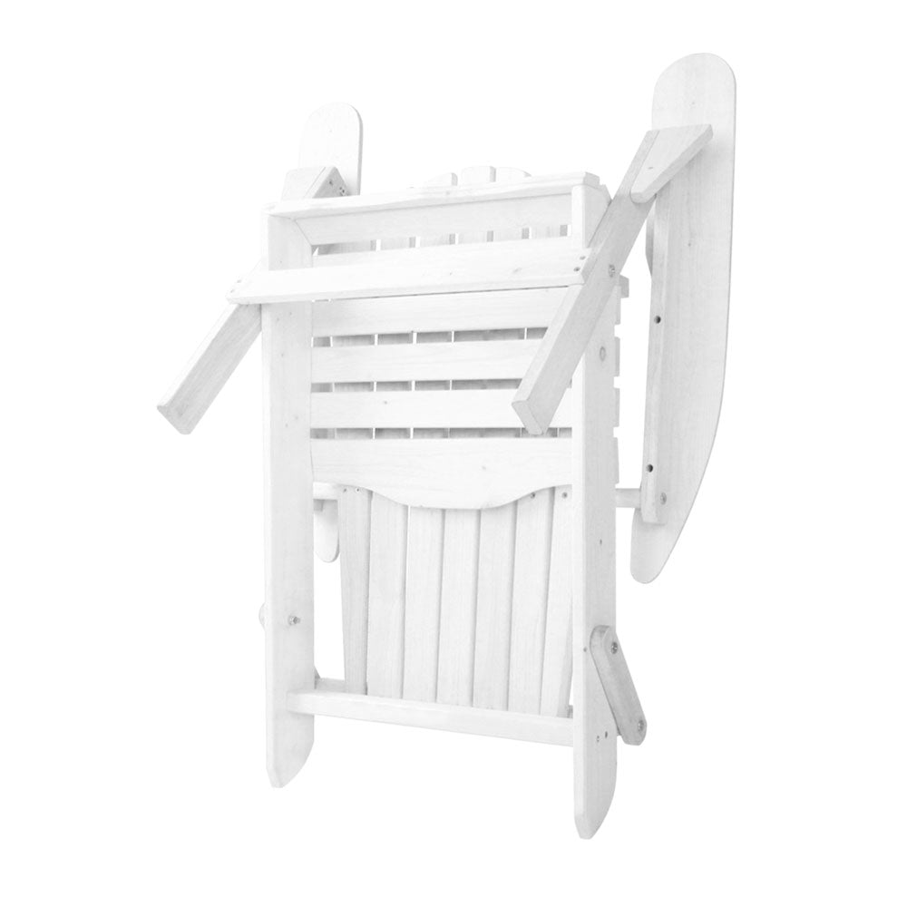 Hugh 3-Piece Adirondack Outdoor Beach Chair Furniture Patio Garden - White