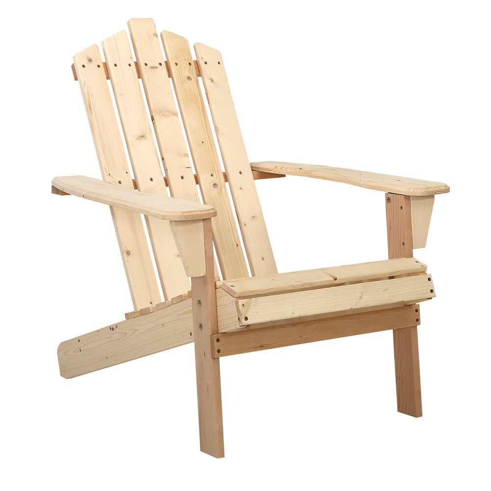 Hendon Adirondack Outdoor Beach Wooden Chairs Patio Chair - Natural Wood