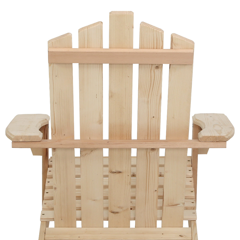 Hendon Adirondack Outdoor Beach Wooden Chairs Patio Chair - Natural Wood