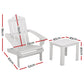 Hendon 2-Piece Adirondack Outdoor Beach Wooden Chairs Patio Chair & Table Set - White