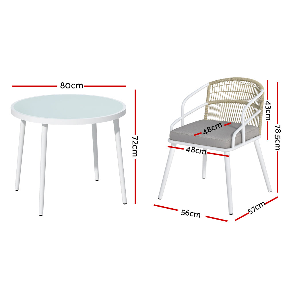 Darcie 4-Seater Furniture Table and Chair Lounge Setting - White