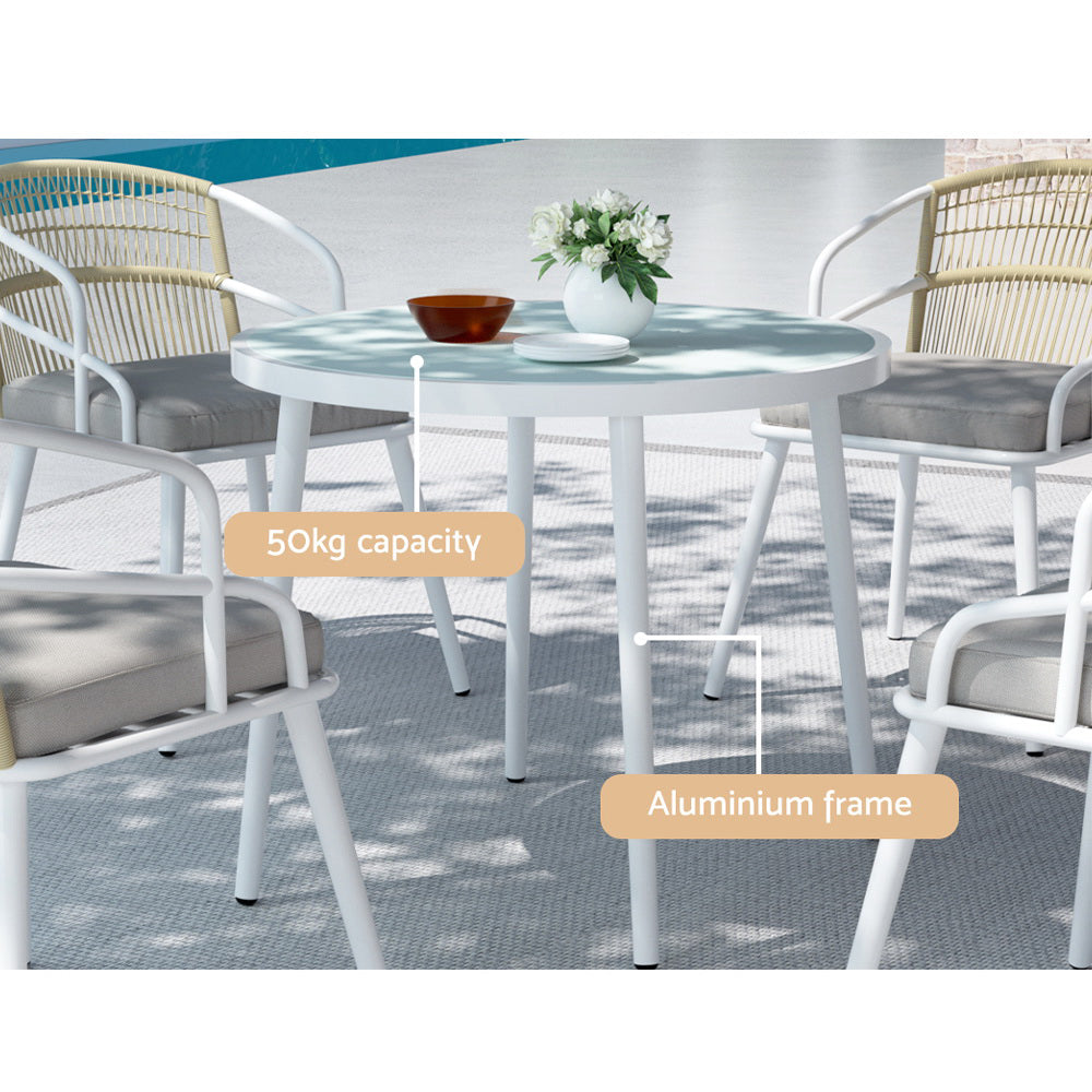 Darcie 4-Seater Furniture Table and Chair Lounge Setting - White