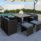 Corbridge 8-Seater Wicker 9-Piece Outdoor Dining Set - Black