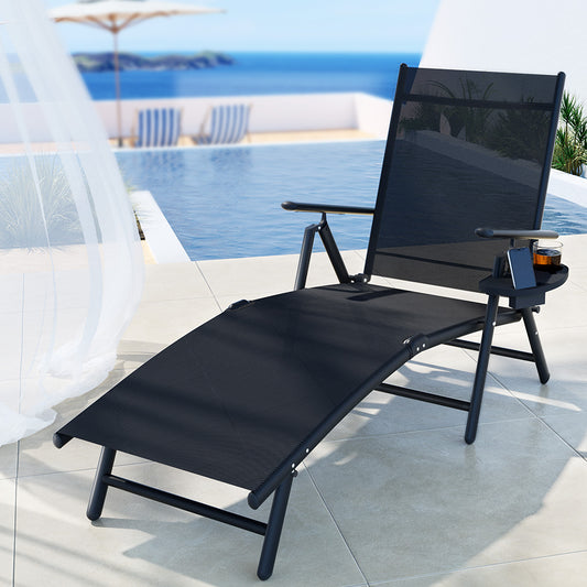 Romy Sun Lounge Outdoor Lounger Chair Foldable Patio Furniture - Black