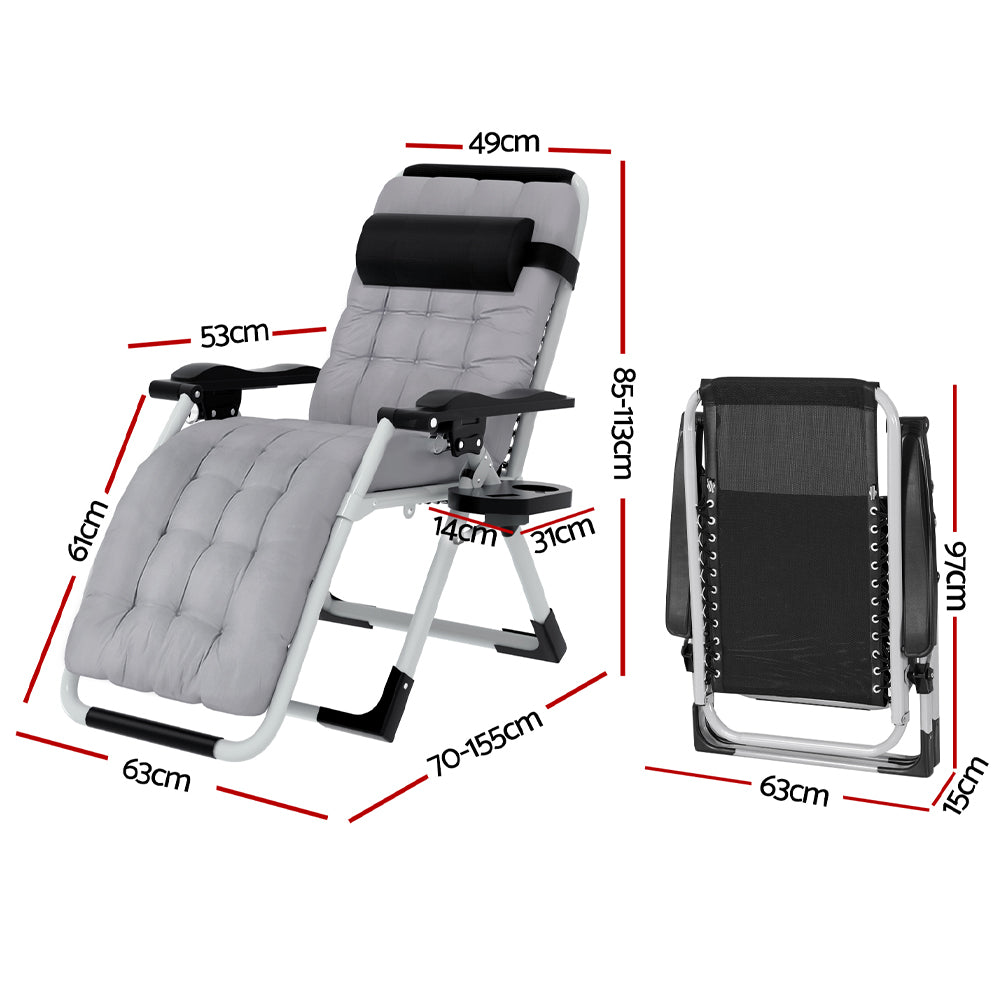 Corey Folding Lounger Camping Zero Gravity Chair Outdoor Furniture - Black