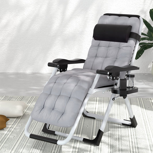 Corey Sun Lounge Folding Lounger Camping Zero Gravity Chair Outdoor Furniture - Black