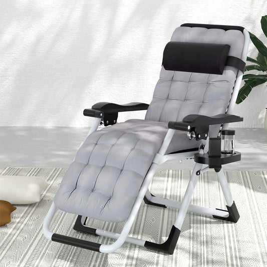 Corey Folding Lounger Camping Zero Gravity Chair Outdoor Furniture - Black