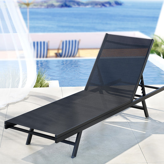 Graysen Sun Lounger Outdoor Lounge Setting Chair Adjustable Patio Furniture Pool - Black
