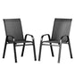 Broseley Set of 2 Outdoor Stackable Chairs Lounge Chair Bistro Set Patio Furniture - Black