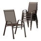 Griffin Set of 6 Outdoor Dining Chairs Stackable Chair Patio Garden Furniture - Brown