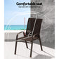 Griffin Set of 6 Outdoor Dining Chairs Stackable Chair Patio Garden Furniture - Brown